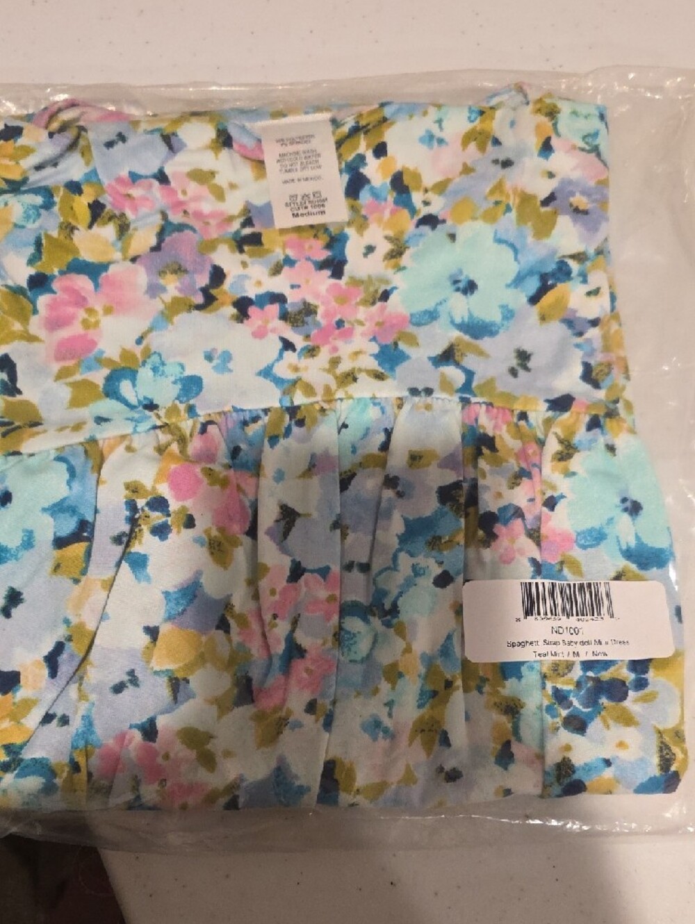 Floral Strapless Summer Dress in Pastel Blue & Pink - Picture 6 of 6